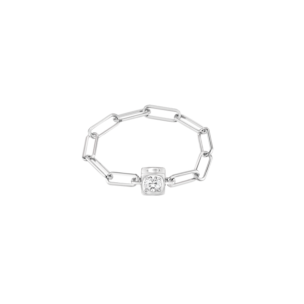 Le Cube Diamant White Gold and Diamond Chain Ring